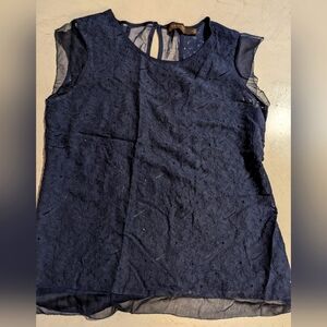 Navy blue sheer blouse